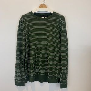 NWT Ermeneglido Zegna Cotton Green Striped Sweater